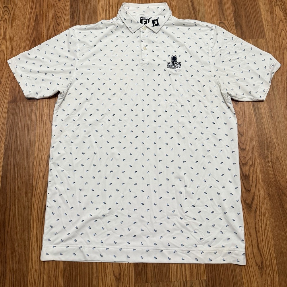 FootJoy Polo Mens Extra Large Athletic Fit Paisley Print Golf White
